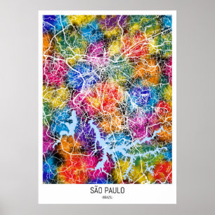 Stadsplattegrond São Paulo Brazilië Poster