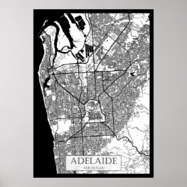 Stadsplattegrond van Adelaide Australië Poster