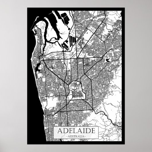 Stadsplattegrond van Adelaide Australië Poster (Voorkant)
