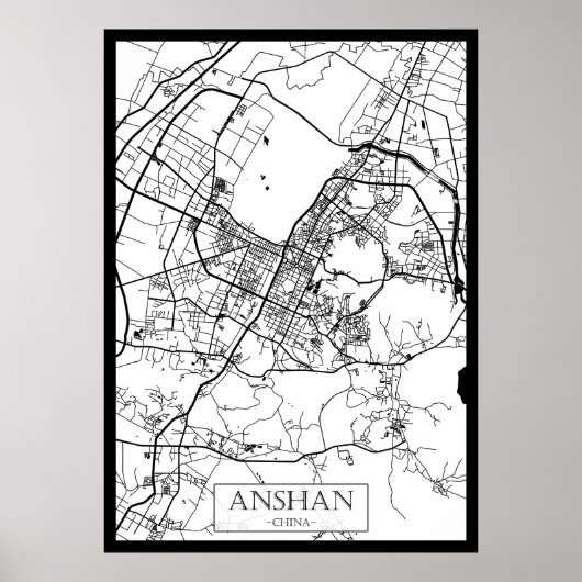 Stadsplattegrond van Anshan China Poster (Voorkant)