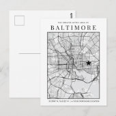 Stadsplattegrond van Baltimore + Locatiemarkering Briefkaart (Voorkant / Achterkant)