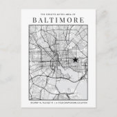 Stadsplattegrond van Baltimore + Locatiemarkering Briefkaart (Voorkant)