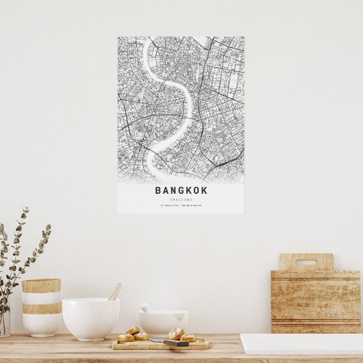 Stadsplattegrond van Bangkok Poster (Keuken)