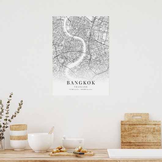 Stadsplattegrond van Bangkok Poster (Keuken)