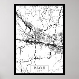 Stadsplattegrond van Baoji, China Poster