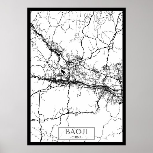 Stadsplattegrond van Baoji, China Poster (Voorkant)