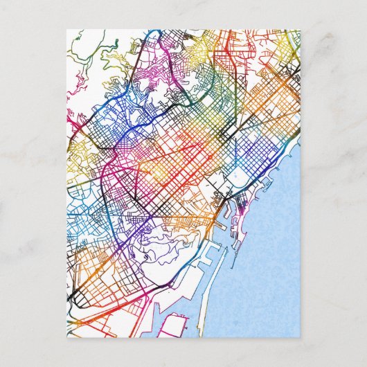 Stadsplattegrond van Barcelona Spanje Briefkaart (Voorkant)