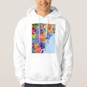 Stadsplattegrond van Barcelona Spanje Hoodie