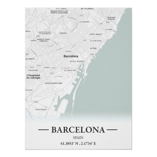 Stadsplattegrond van Barcelona, Spanje Perfect Poster (Voorkant)