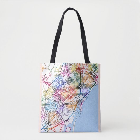 Stadsplattegrond van Barcelona, Spanje Tote Bag (Voorkant)