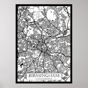 Stadsplattegrond van Birmingham Verenigd Koninkrij Poster