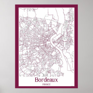 Stadsplattegrond van Bordeaux Frankrijk Poster