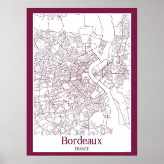 Stadsplattegrond van Bordeaux Frankrijk Poster