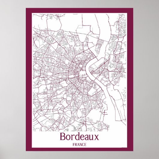 Stadsplattegrond van Bordeaux Frankrijk Poster (Voorkant)