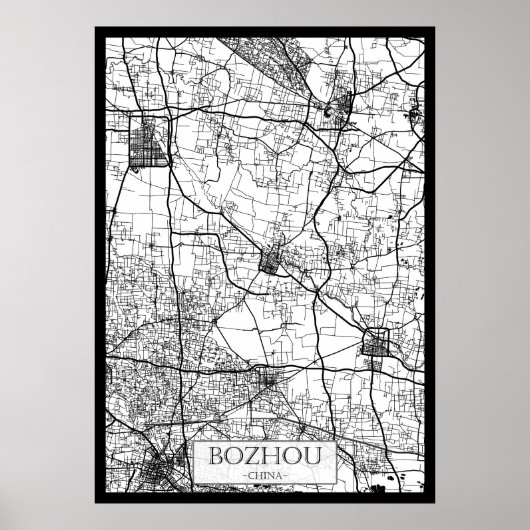 Stadsplattegrond van Bozhou China Poster (Voorkant)