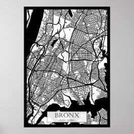 Stadsplattegrond van Bronx USA Poster