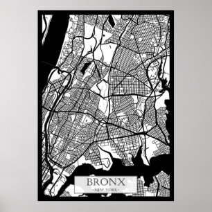 Stadsplattegrond van Bronx USA Poster