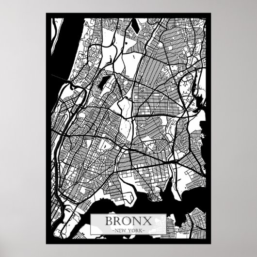 Stadsplattegrond van Bronx USA Poster (Voorkant)