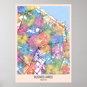 Stadsplattegrond van Buenos Aires Argentinië Poster