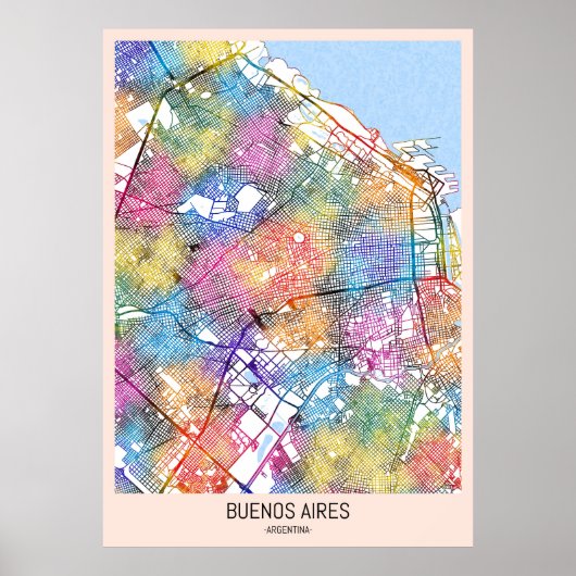 Stadsplattegrond van Buenos Aires Argentinië Poster (Voorkant)