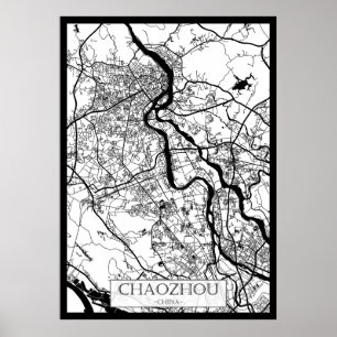 Stadsplattegrond van Chaozhou, China Poster