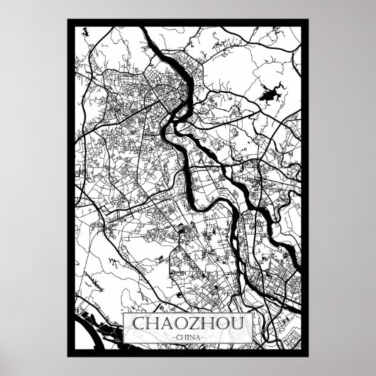 Stadsplattegrond van Chaozhou, China Poster (Voorkant)