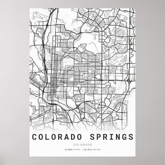 Stadsplattegrond van Colorado Springs Poster (Voorkant)