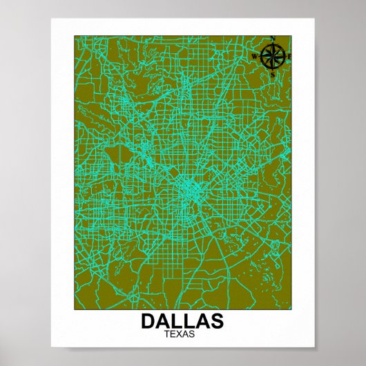 Stadsplattegrond van Dallas Poster (Voorkant)