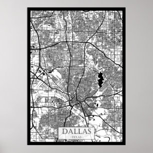 Stadsplattegrond van Dallas USA Poster