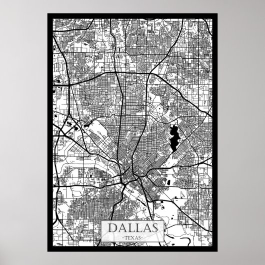 Stadsplattegrond van Dallas USA Poster (Voorkant)