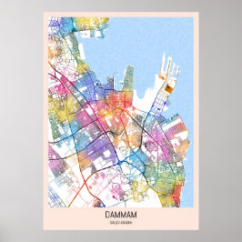 Stadsplattegrond van Dammam, Saoedi-Arabië Poster