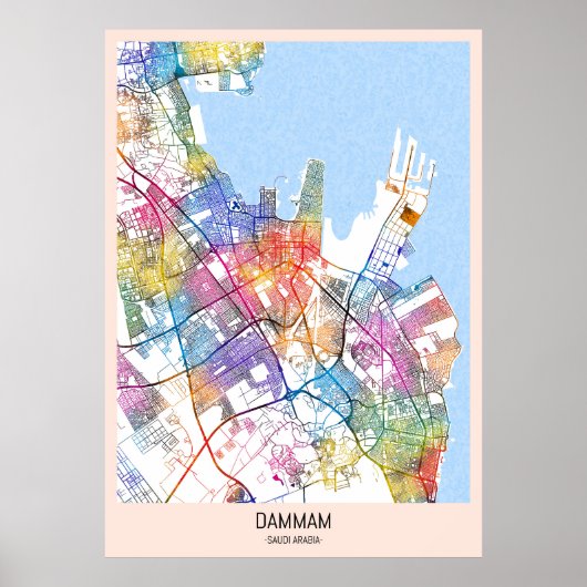 Stadsplattegrond van Dammam, Saoedi-Arabië Poster (Voorkant)