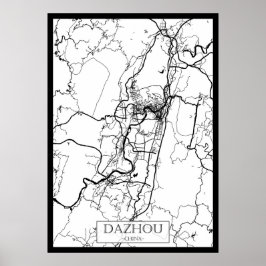 Stadsplattegrond van Dazhou China Poster