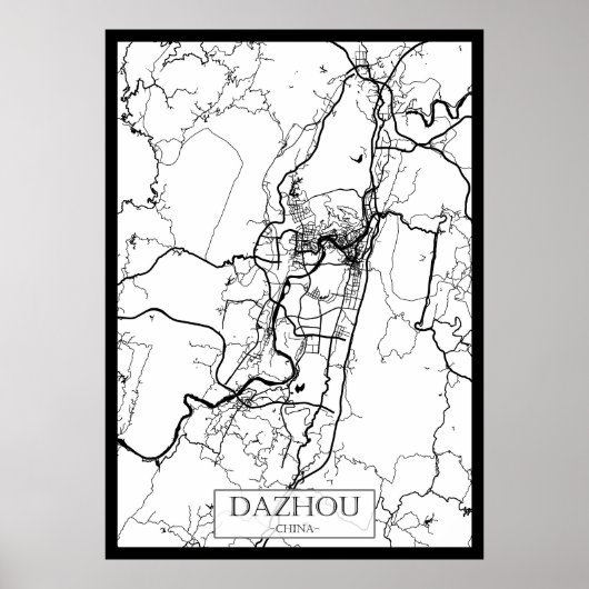 Stadsplattegrond van Dazhou China Poster (Voorkant)