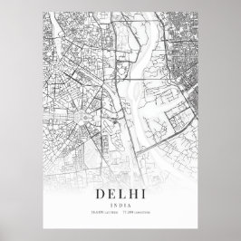 Stadsplattegrond van Delhi Poster