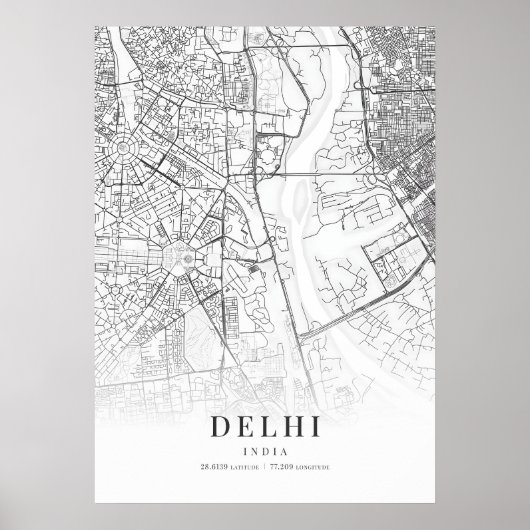 Stadsplattegrond van Delhi Poster (Voorkant)