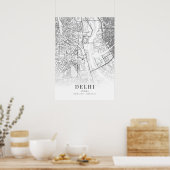 Stadsplattegrond van Delhi Poster (Keuken)