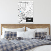 Stadsplattegrond van Detroit, Michigan + Markeer u Canvas Afdruk (Insitu (Slaapkamer))