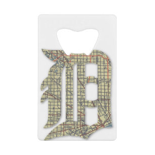 Stadsplattegrond van Detroit Oud Engels D Creditkaart Flessenopener