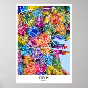 Stadsplattegrond van Dublin Ierland Poster
