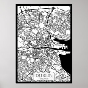 Stadsplattegrond van Dublin Ierland Poster
