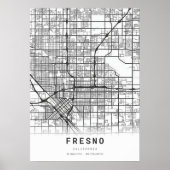 Stadsplattegrond van Fresno Poster (Voorkant)