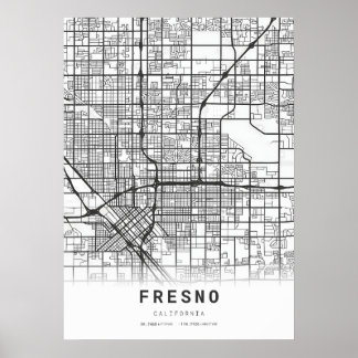Stadsplattegrond van Fresno Poster
