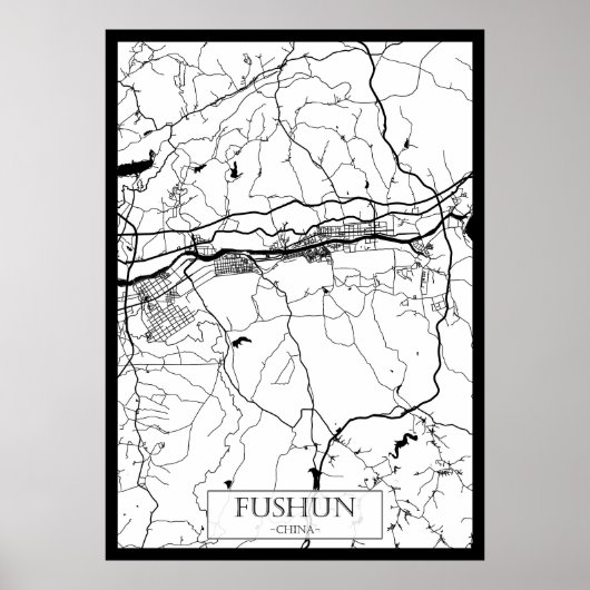Stadsplattegrond van Fushun China Poster (Voorkant)