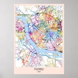 Stadsplattegrond van Fuzhou China Poster