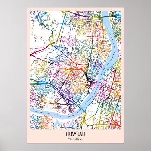 Stadsplattegrond van Howrah West-Bengalen Poster (Voorkant)