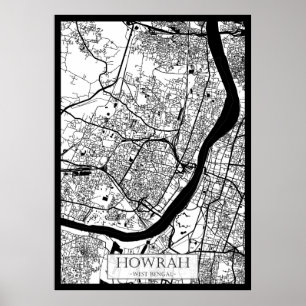 Stadsplattegrond van Howrah West-Bengalen Poster