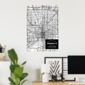 Stadsplattegrond van Indianapolis + Markeer uw loc Poster (Thuiskantoor)