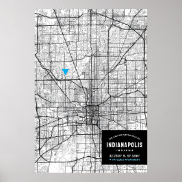 Stadsplattegrond van Indianapolis + Markeer uw loc Poster