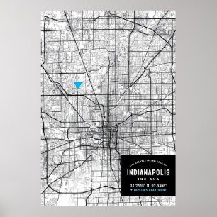 Stadsplattegrond van Indianapolis + Markeer uw loc Poster